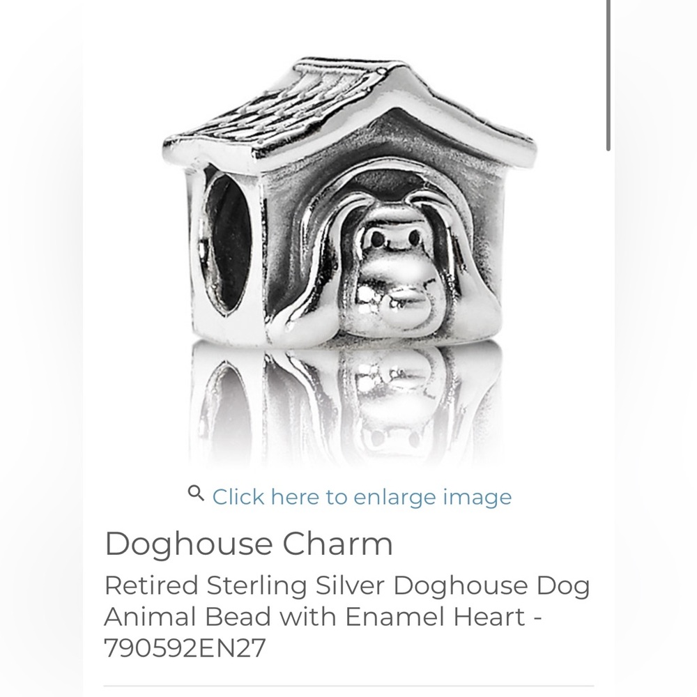 Pandora Retired Doghouse Dog Animal Bead with Enamel Heart